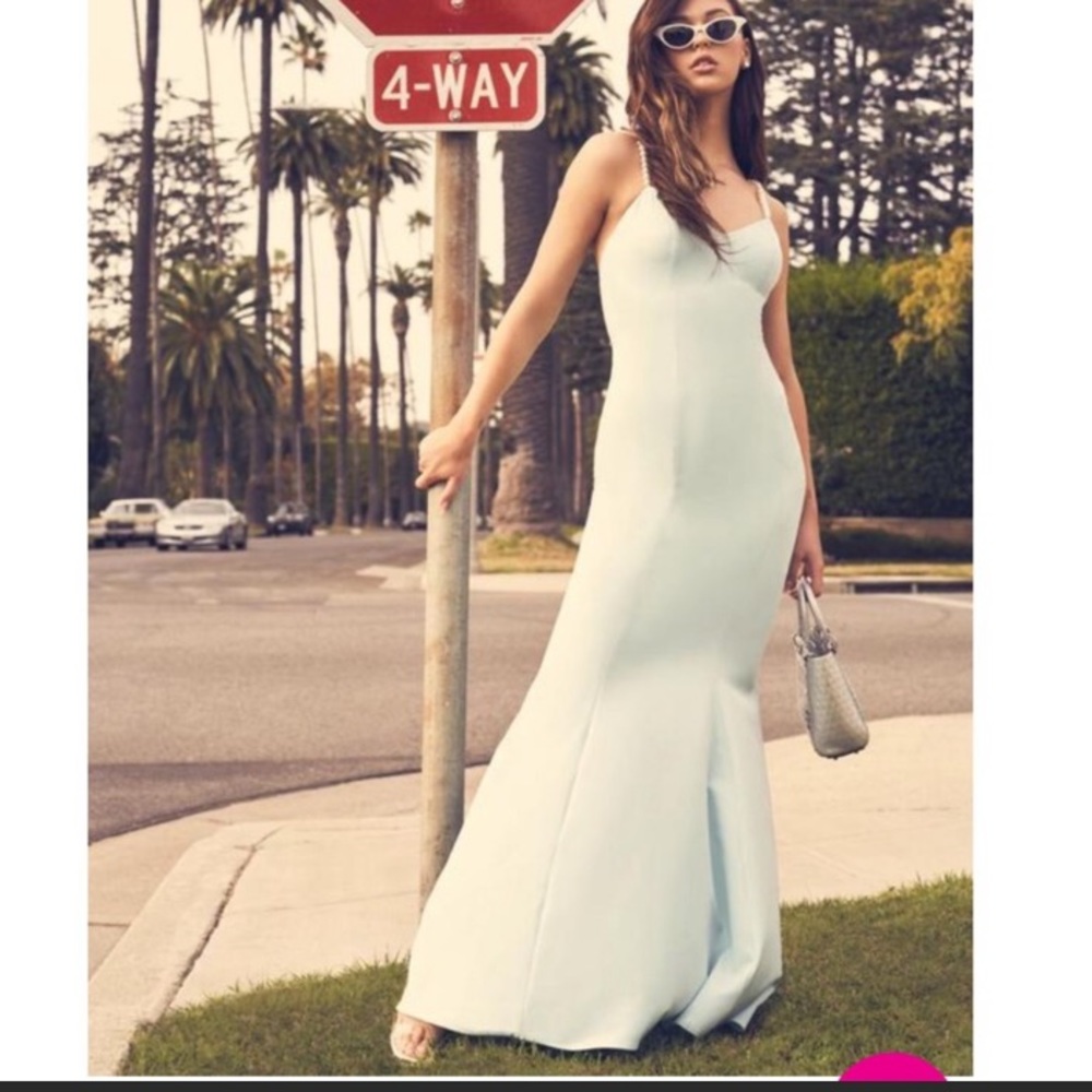Betsey Johnson Blue pearl plunge  dress